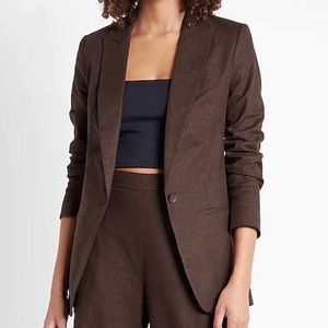 SOLD- Express Linen-Blend One Button Boyfriend Blazer